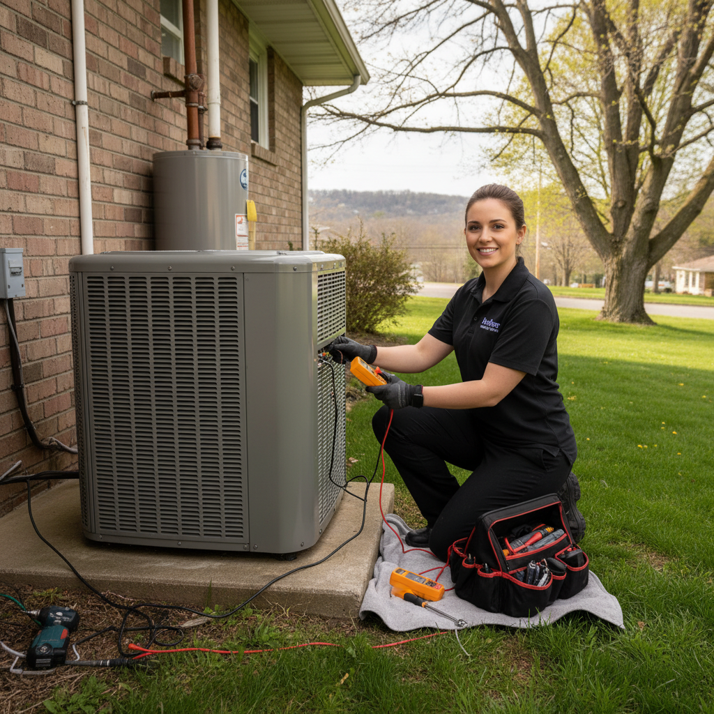 Hoffner Heating and Air technician installing a new furnace in a Western Pennsylvania home.